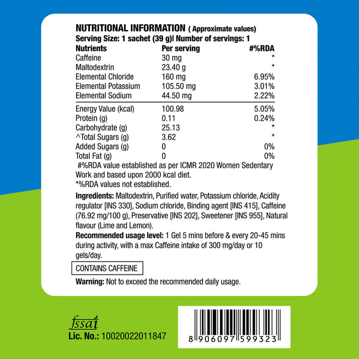 FAST&UP CAFFEINATED ENERGY GEL (LIME AND LEMON)
