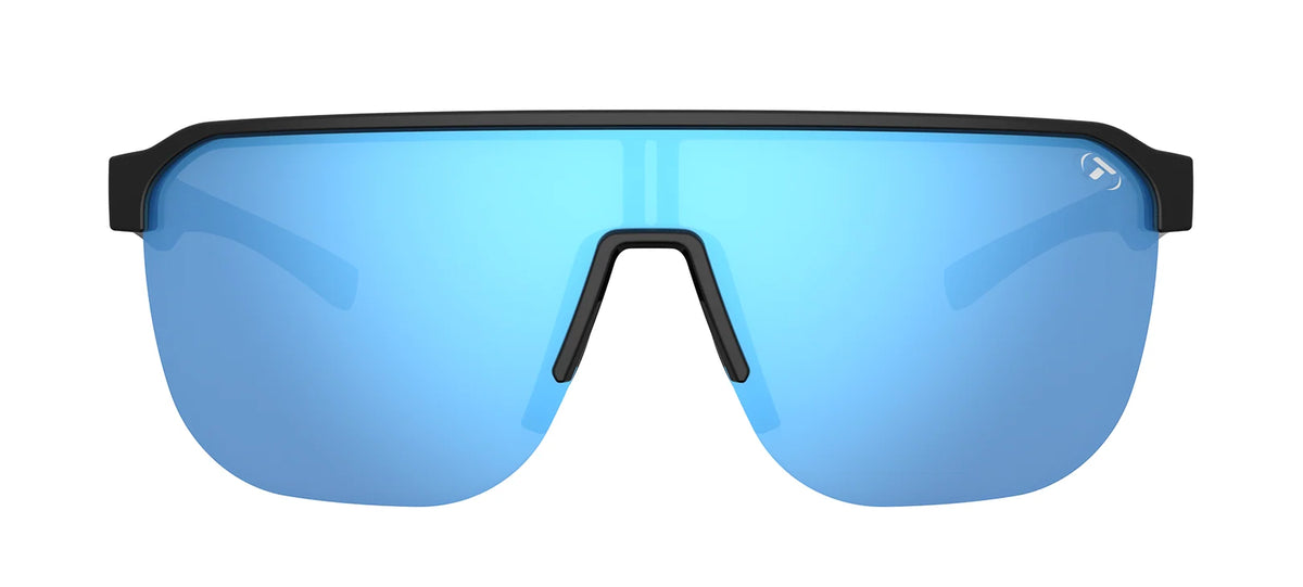 Tifosi Sanctum SL Sport Sunglasses (Gloss Black/Smoke, Bright Blue Mirror)