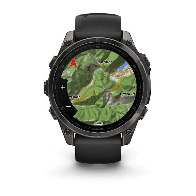 Garmin fenix® 8 – 47 mm, AMOLED Sapphire, Carbon grey DLC titanium with Black/pebble grey silicone band