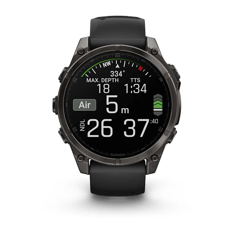 Garmin fenix® 8 – 47 mm, AMOLED Sapphire, Carbon grey DLC titanium with Black/pebble grey silicone band