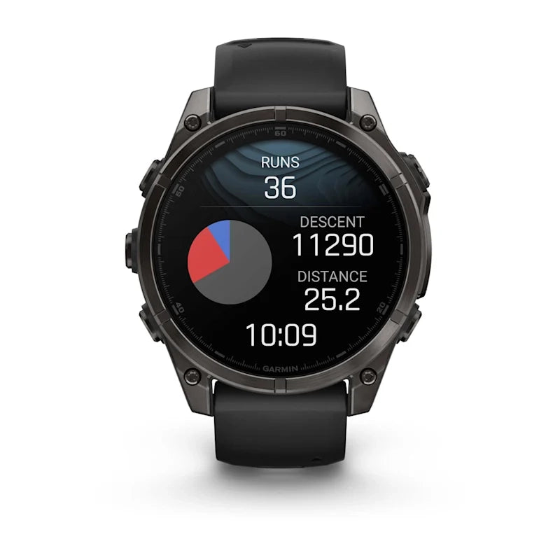 Garmin fenix® 8 – 47 mm, AMOLED Sapphire, Carbon grey DLC titanium with Black/pebble grey silicone band