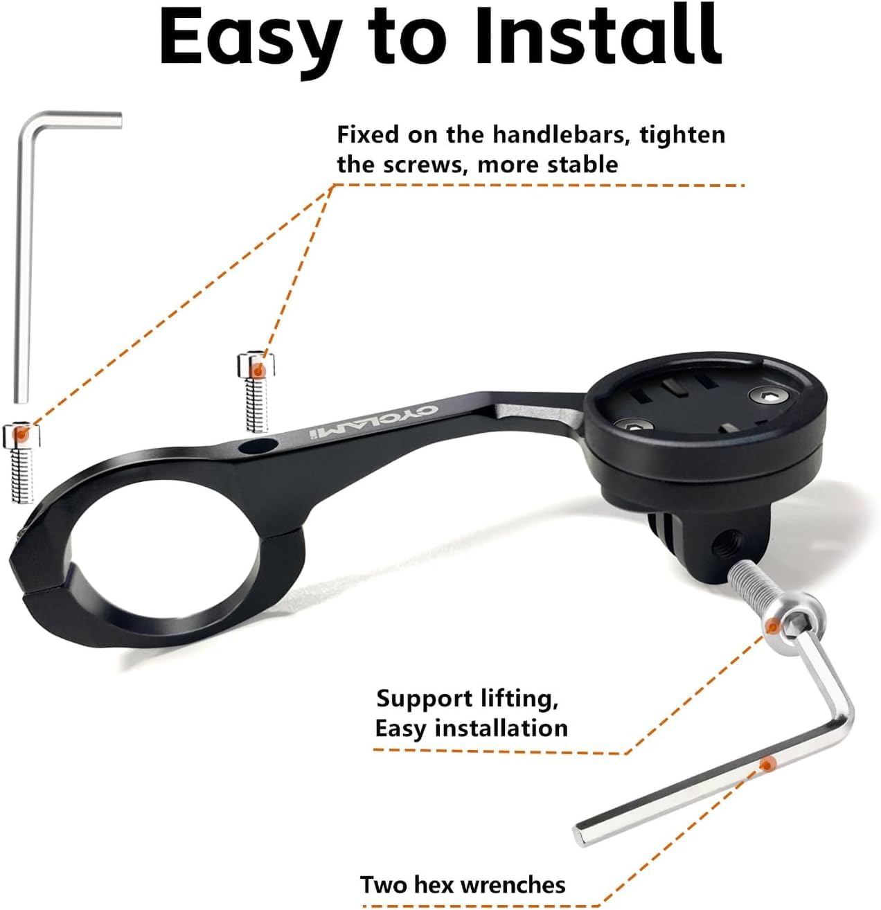 CYCLAMI S5 Aluminum Out Front Mount for Garmin Edge, XOSS | 31.8mm Bicycle Computer Handlebar Mount | Left Right Compatible Cycling GPS Holder