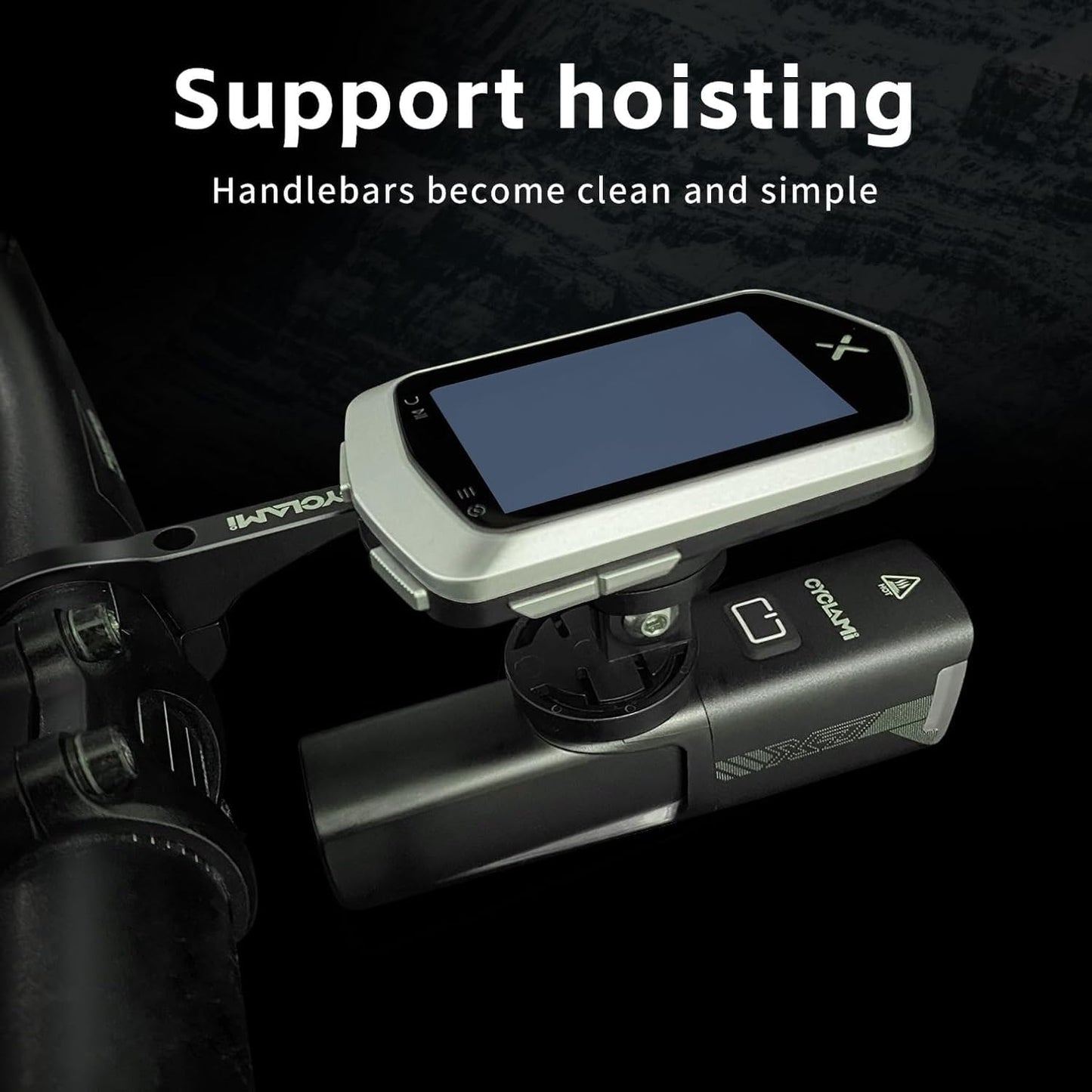CYCLAMI S5 Aluminum Out Front Mount for Garmin Edge, XOSS | 31.8mm Bicycle Computer Handlebar Mount | Left Right Compatible Cycling GPS Holder