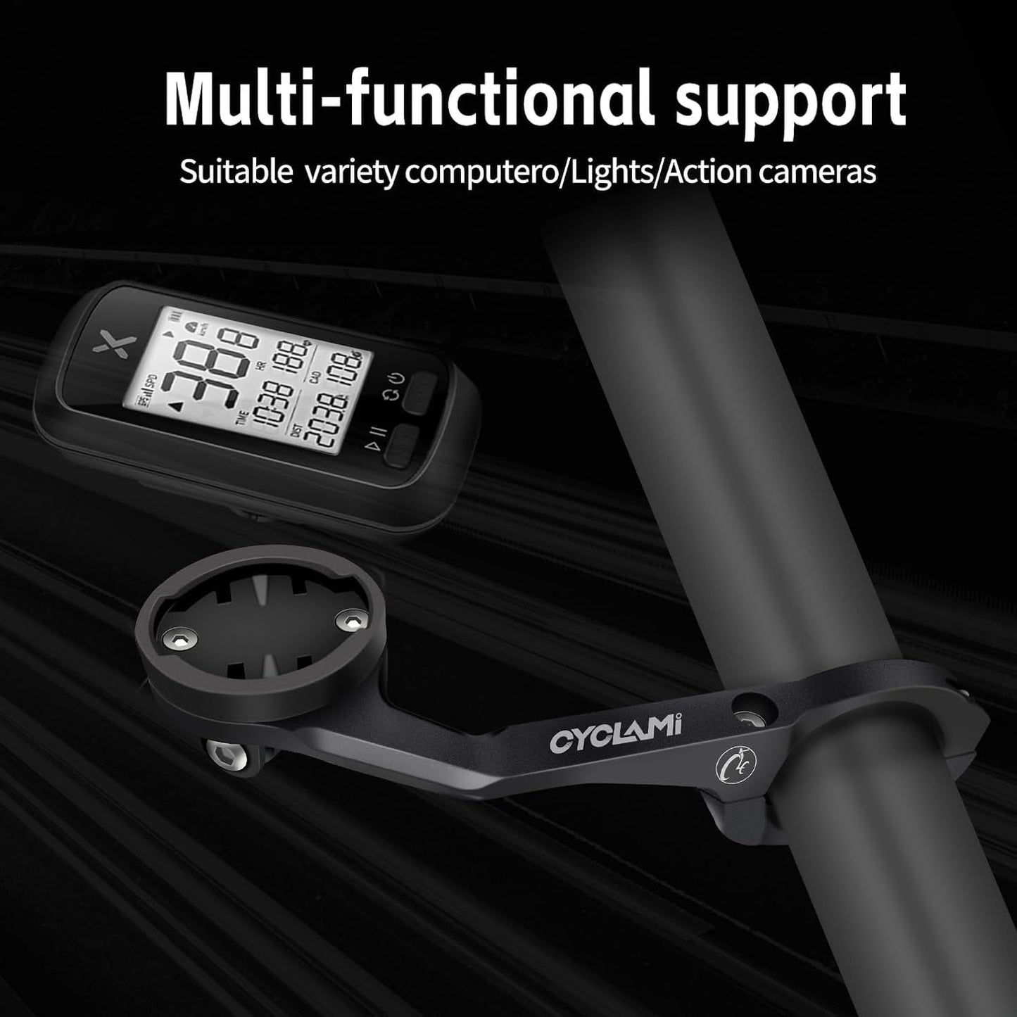 CYCLAMI S5 Aluminum Out Front Mount for Garmin Edge, XOSS | 31.8mm Bicycle Computer Handlebar Mount | Left Right Compatible Cycling GPS Holder
