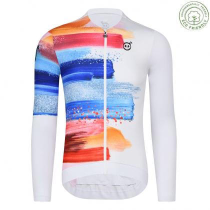 Skull Monton Paint Brush Long Sleeve Jersey-White