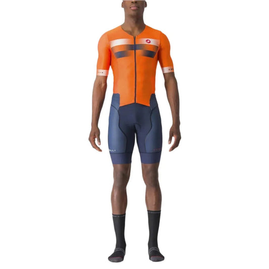 CASTELLI FREE SANREMO 2 MEN'S TRIATHLON SUIT (BRILLIANT ORANGE/BELGIAN BLUE)