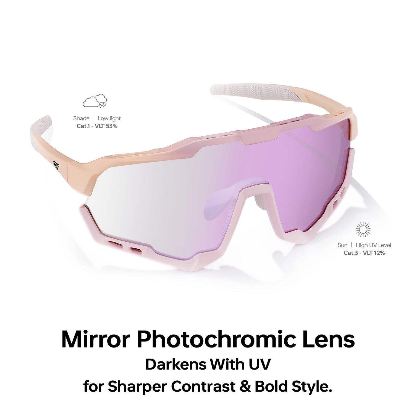 Magicshine Morpher Coloured Photochromic Sunglasses-Champagne/Pink