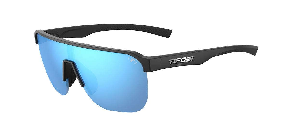 Tifosi Sanctum SL Sport Sunglasses (Gloss Black/Smoke, Bright Blue Mirror)