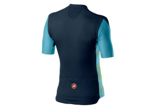 Castelli Entrata V Mens Cycling Jersey (Savile Blue/Celeste/Saffron)