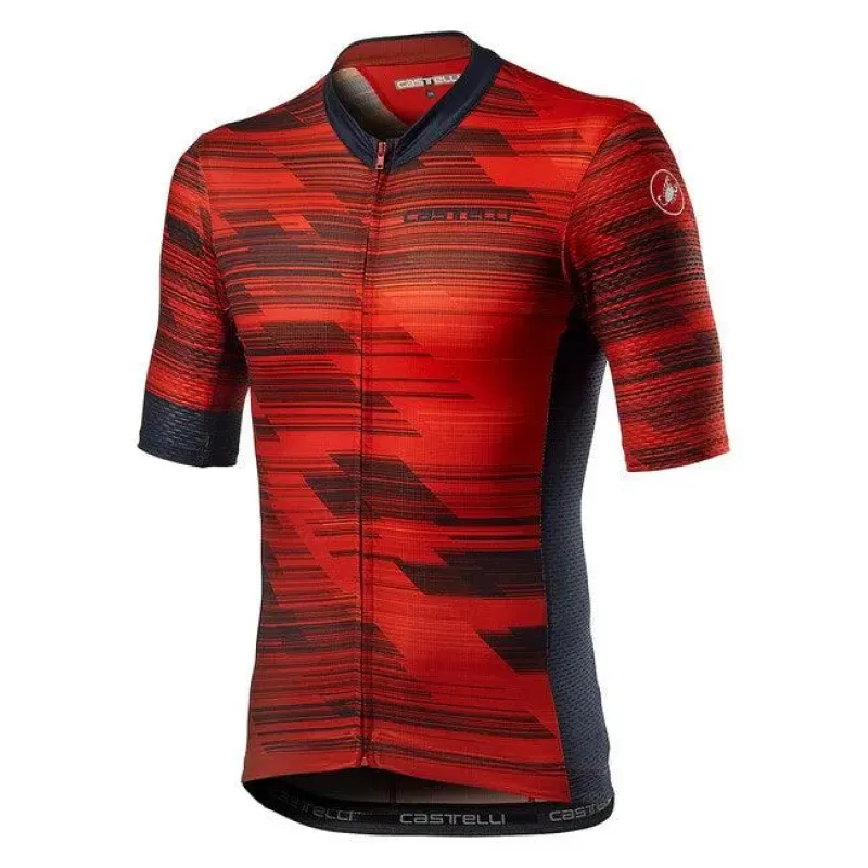 Castelli Rapido Mens Cycling Jersey (Red/Savile Blue)