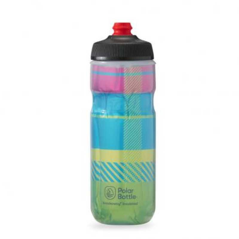 Polar Breakaway Insulated Tartan Bottle-Highlighter Green/Blue (590ml)